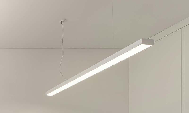 stock image of a downlight rectangular in front of white walls