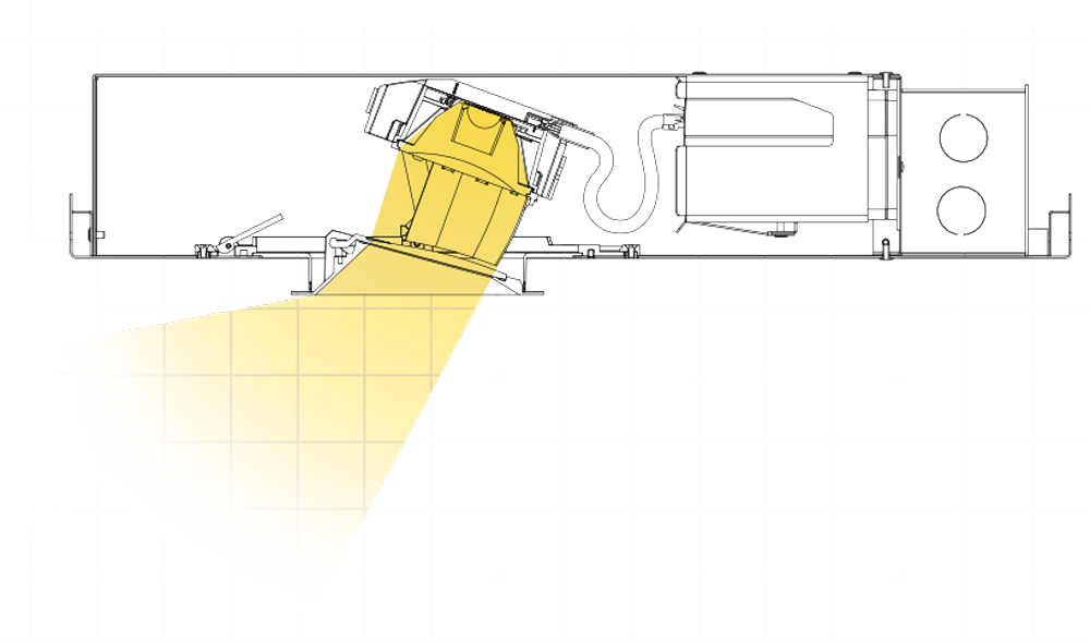 Blueprint of a wall wash lighting fixture